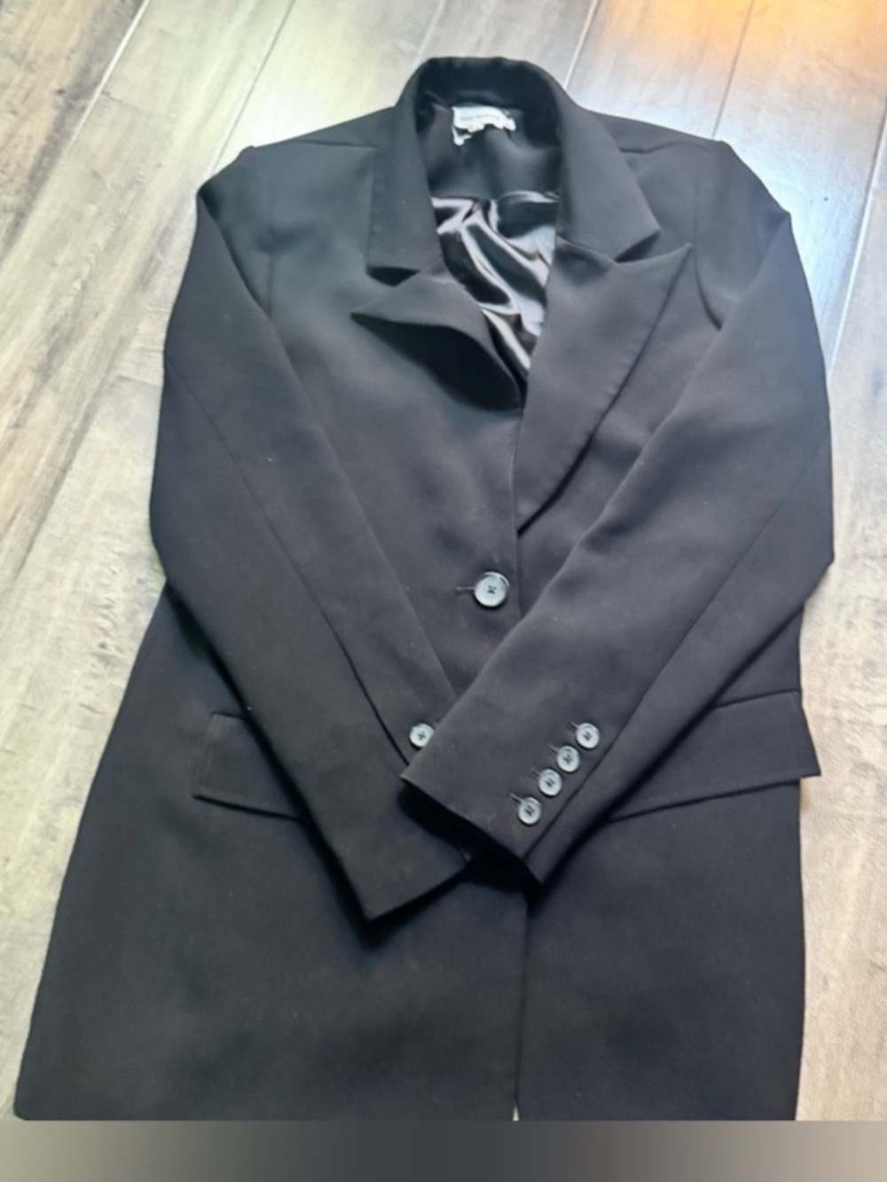 Sold Out Good American Long Tailored Notched Lapel Blazer Black Sz 2 Topper - Picture 3 of 7